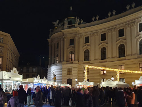 Inside the Christmas market on Michaelerplatz
