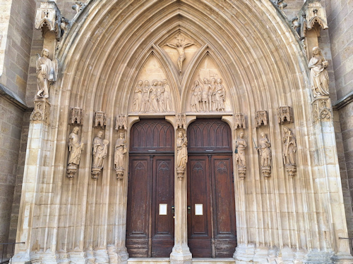 Church doors and statues