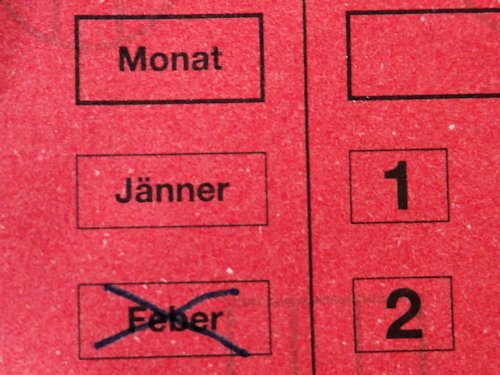 Filling out the month on a Parkschein