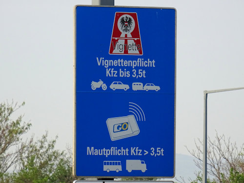 Motorway toll road sign