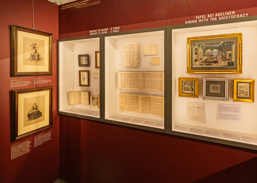 Exhibition display with sheet music and pictures