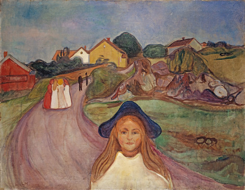 Edvard Munch, Street in Aagsgaardstrand, 1901; oil on canvas; Kunstmuseum Basel; gift by Sigrid Schwarz von Spreckelsen and Sigrid Katharina Schwarz, 1979; Photo: Kunstmuseum Basel, Martin P. Bühler
