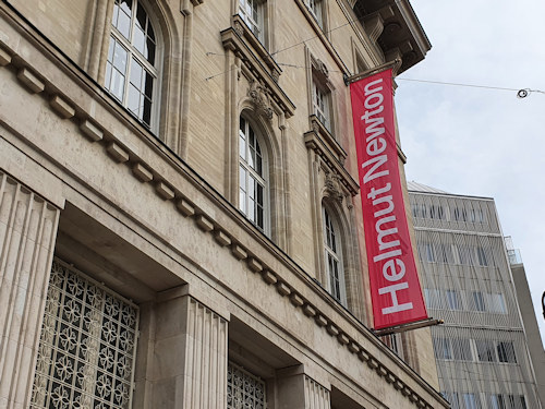 Helmut Newton exhibition flag and museum façade