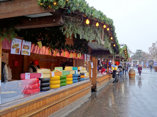 Cheese stand at a New Year market