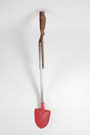 Art showing a gun as shovel