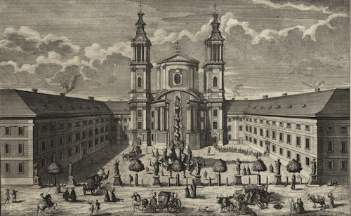 Engraving of the Piaristenkirche from 1724