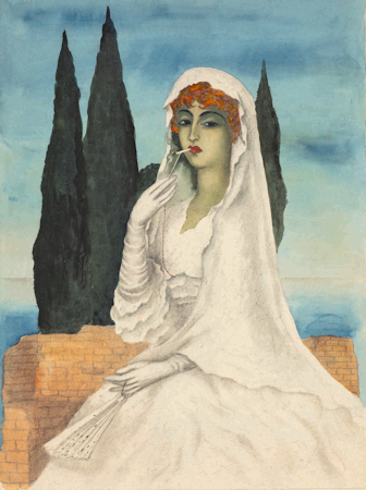 Portrait of a bride smoking