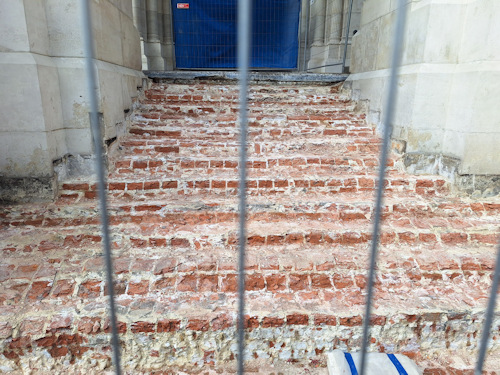 Stone steps undergoing renovations