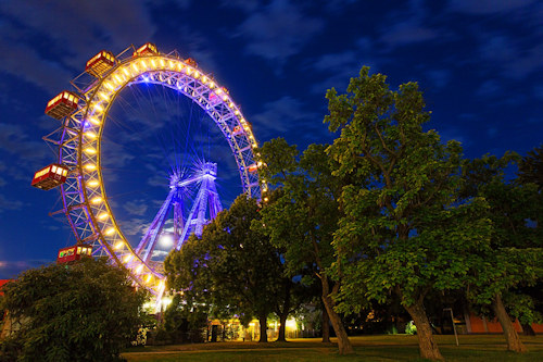 The Riesenrad at night