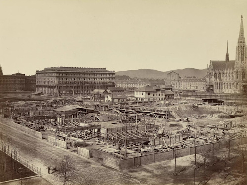 Construction work on Vienna university around 1873