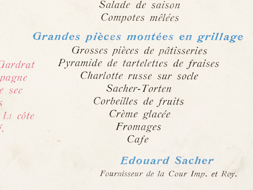 Excerpt from a 19th-century dessert menu