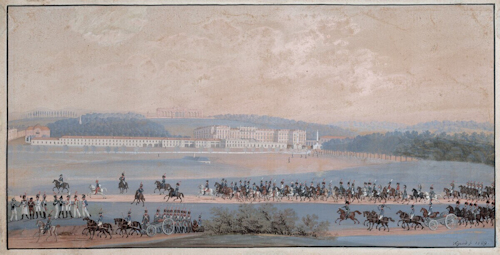Painting of napoleon's army approaching Schönbrunn palace