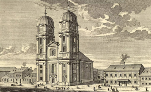 Drawing of the Schubertkirche from 1733