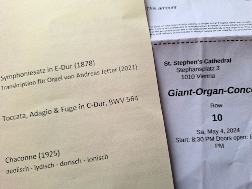 Concert ticket and programme