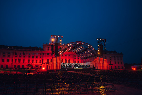 Orchestra performing outdoors