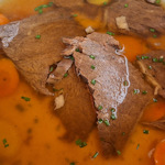 Boiled beef in soup