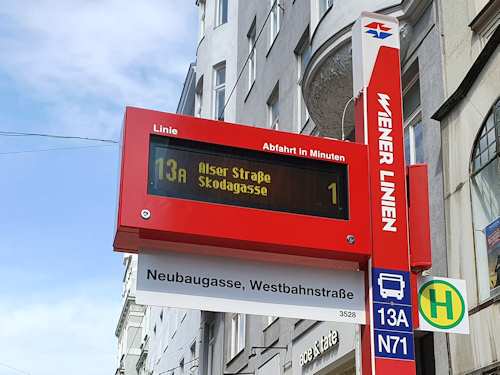 Modern tram stop sign