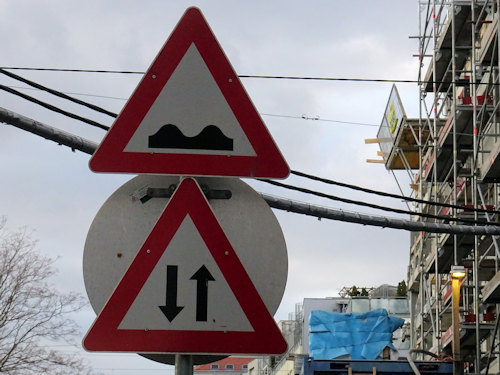 Two way traffic ahead sign