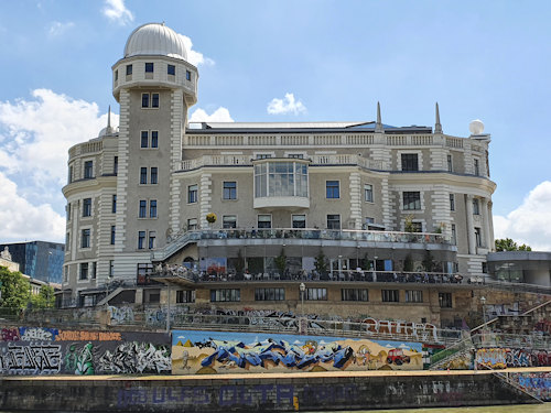 The Urania from the Donaukanal north bank