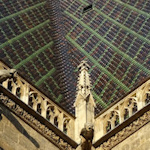 Mosaic roof tiles and gothic architecture