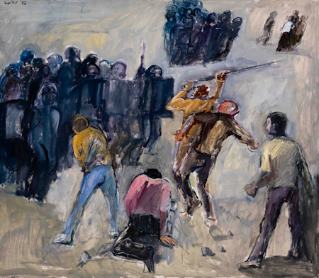 Painting of a protest demo