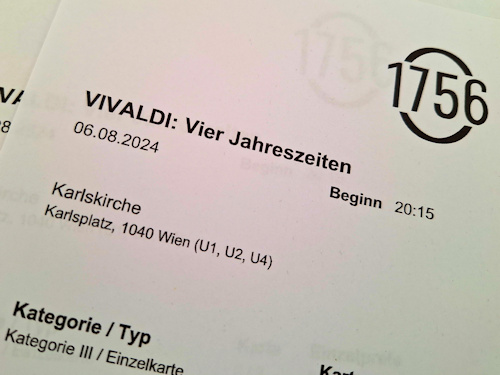 Print out of concert tickets