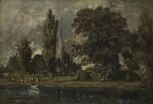Painting of a cathedral and river