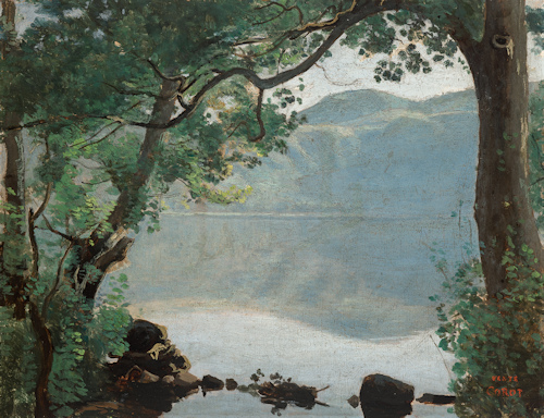 Landscape painting of a lake