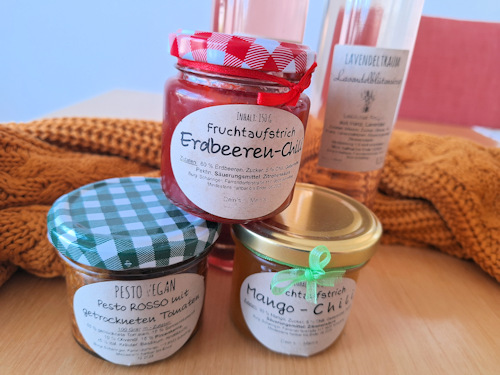 Jam jars and a scarf