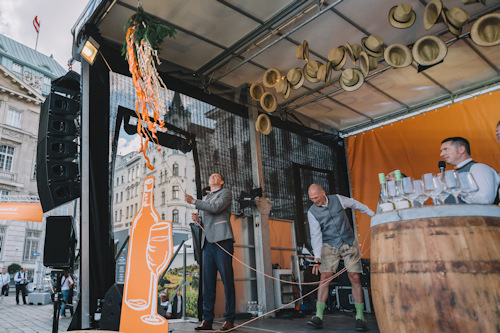 An open-air festival stage