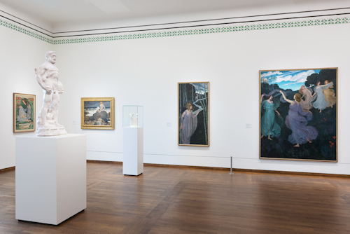 Paintings in an exhibition