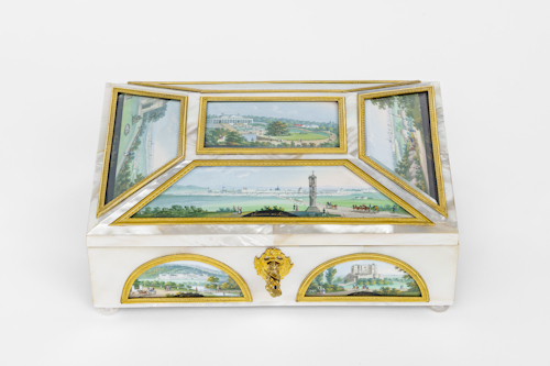 Sewing box with miniature watercolours