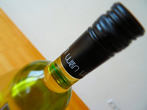 A wine bottle