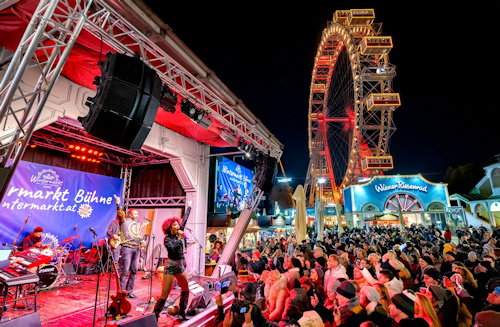 Band and crowd at an open-air concert