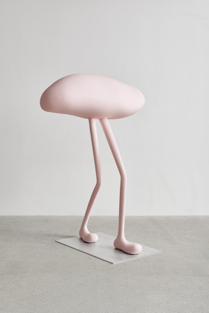 Contemporary aluminium sculpture in pink